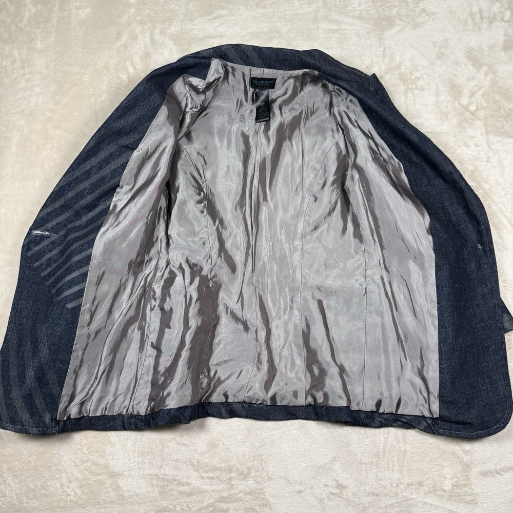 VTG Custo Barcelona Denim Jacket Blazer Womens Size 40 US 8 Art To Wear Y2K Blue - Picture 4 of 9